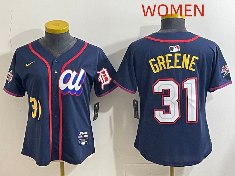 Women 2025 Detroit Tigers #31 Greene Drak Blue All star Nike MLB Jersey style 5->women mlb jersey->Women Jersey